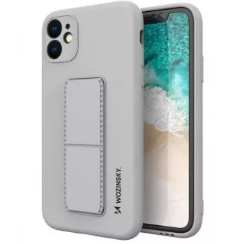 Wozinsky Apple iPhone 12 Pro Max tukijalkakuori silikonikuori jalustalla hopea