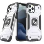 Wozinsky Apple iPhone 13 Ring Armor -kotelo jalustalla, jykevä iskunkestävä suojakotelo, hopea
