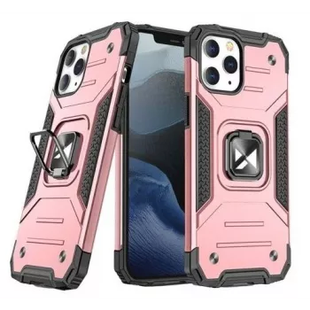 Wozinsky Apple iPhone 13 Rose Ring Armor Case Kickstand Tough Rugged Cover pinkki
