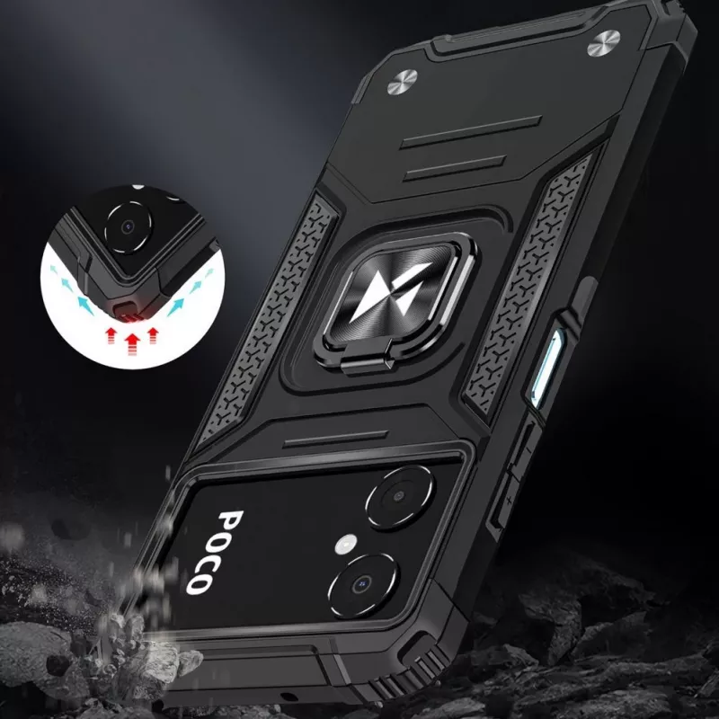 Wozinsky Ring Armor -kotelo Google Pixel 7 Pro - panssaroitu kotelo magneettisella sormirenkaalla - musta
