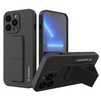 Wozinsky silikonikotelo jalustalla Apple iPhone 13 Pro, musta