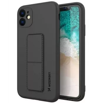 Wozinsky Silicone Kickstand -kotelo Apple iPhone 12 - musta