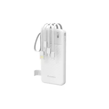 Wozinsky W11-W 10000mAh 10W varavirtalähde integroiduilla kaapeleilla ja taskulampulla valkoinen