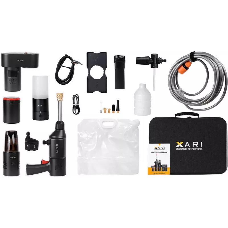 XARI Smart Kit XP2 langaton autolaitesarja, jossa varavirtalähde, painepesuri, imuri, kompressori ja taskulamppu
