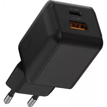 Xtorm NextGen GaN3 Ultra 70W PD seinälaturi USB-C & USB-A musta XECNG701
