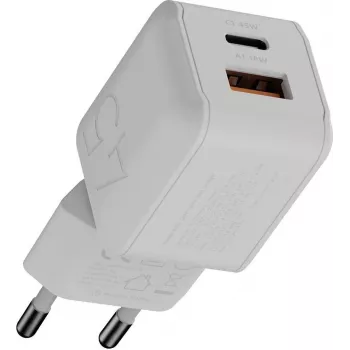 Xtorm NextGen GaN3 Ultra seinälaturi 45W PD USB-C USB-A valkoinen XECNG450