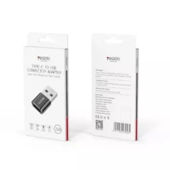 YESIDO GS09 Mini alumiiniseos USB Type-C - USB-A OTG -adapteri musta
