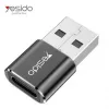 YESIDO GS09 Mini alumiiniseos USB Type-C - USB-A OTG -adapteri musta