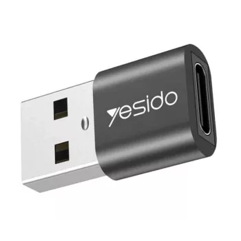YESIDO GS09 Mini alumiiniseos USB Type-C - USB-A OTG -adapteri musta