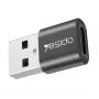 YESIDO GS09 Mini alumiiniseos USB Type-C - USB-A OTG -adapteri musta