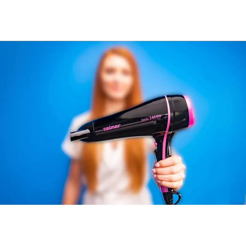 Zelmer ZHD8360 ioninen hiustenkuivaaja 2200W musta/hopea diffuusorilla