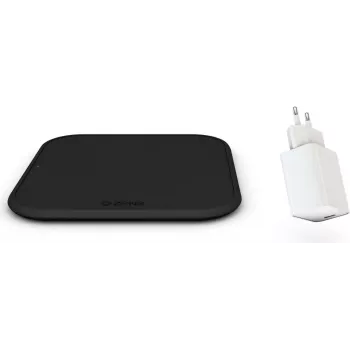 Zens yksittäinen langaton laturi Combi Pack USB - Qi-sertifioitu 10W pikalatausalusta 12W virtalähteellä, musta