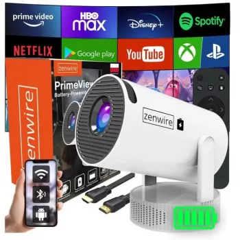 ZENWIRE K400 Mini-projektori Android WiFi Full HD Bluetooth akulla