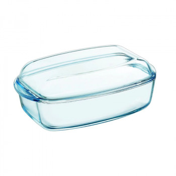 PYREX Essentials suorakaiteen muotoinen lasiastia kannella 6,5L 36x22x15cm