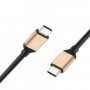 JOYROOM S-M330 USB-C–USB-C 100W pikalatauskaapeli, punottu nailoninen datakaapeli, 2 m, musta-kulta