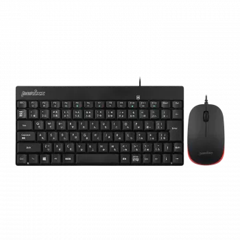 Perixx PERIDUO-212 DE, Mini-USB-näppäimistö- ja hiirisarja, musta